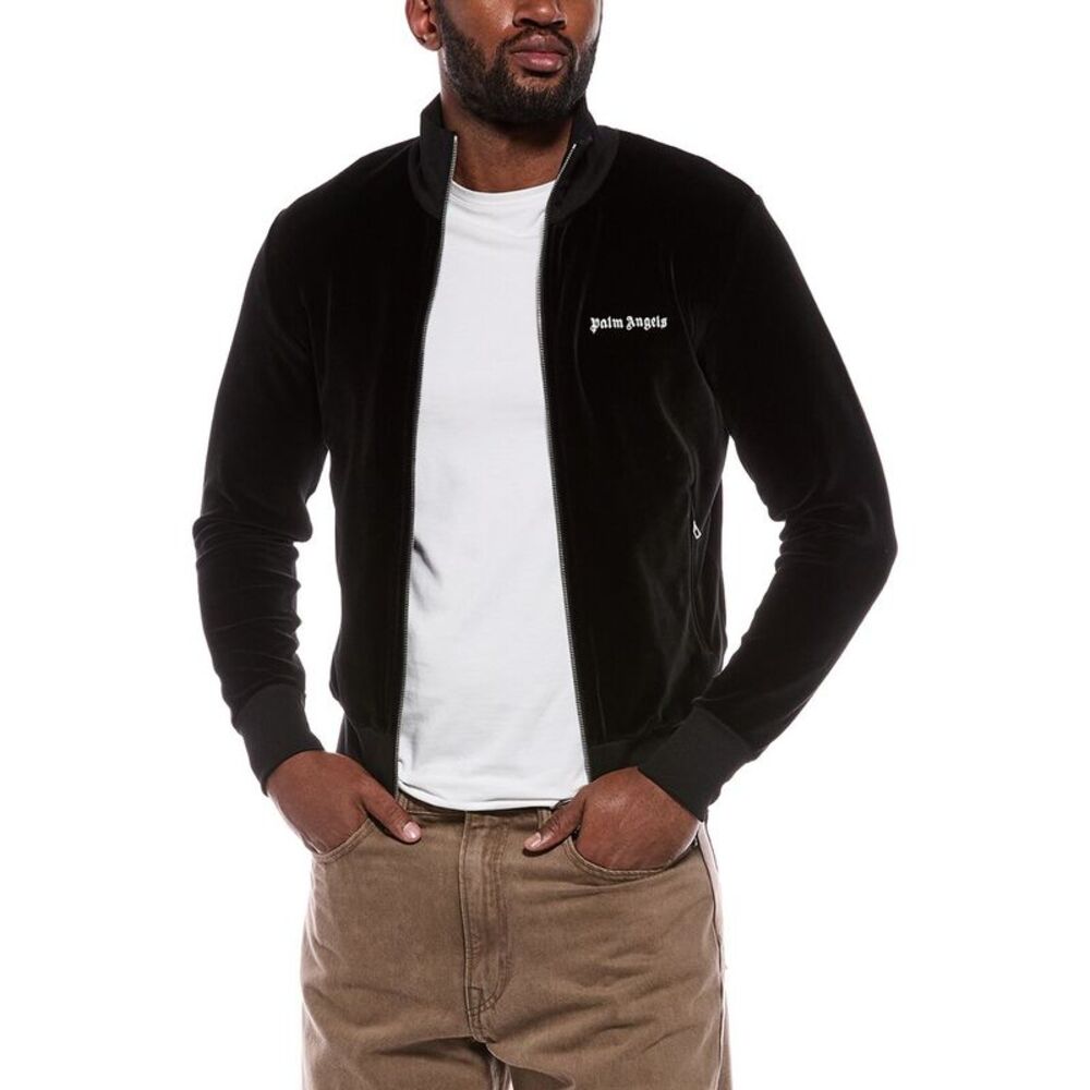 Palm Angels Mens Velvet Jacket, Black